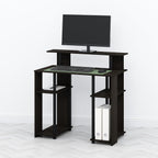 TOMI 35.3" Wide Desk with Hutch and Storage Shelves, Walnut