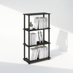 Turn-N-Tube Book Shelf, 4-Tier Bookshelf, Bookcase with Multipurpose Compact Display Rack, 11.6 x 23.6 x 43.2, for Living Room, Bedroom, Home Office, Light Cherry/Black