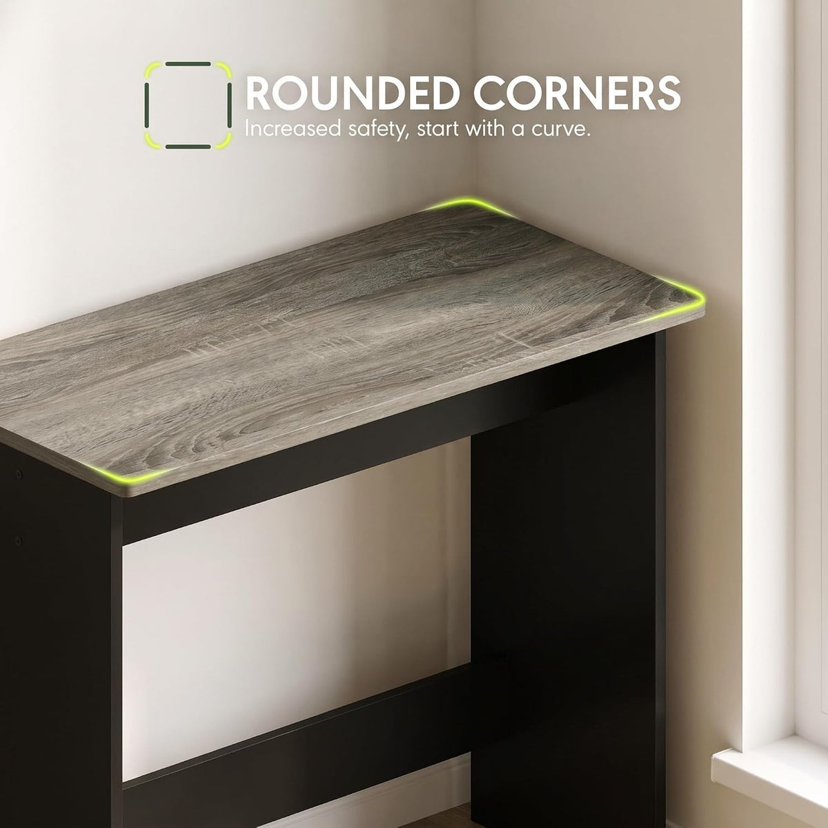 Simplistic Small Desk, 31.3" Wide Gaming Desk, Rectangular Computer Desk with Rounded Edges, Office Desk for Home Office, Bedroom, Study Room, Dorm, French Oak