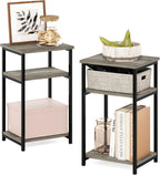 JUST 3-Tier Metal Frame Telephone Table, Set of 2, French Oak
