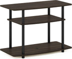 Turn-N-Tube No Tools 3-Tier Entertainment Center TV Stand for TV up to 32 Inch, Plastic Round Tubes, Dark Brown/Black