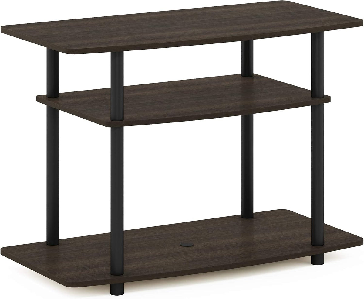 Turn-N-Tube No Tools 3-Tier Entertainment Center TV Stand for TV up to 32 Inch, Plastic Round Tubes, Dark Brown/Black