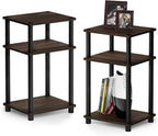 JUST Toolless 3-Tier Side Table Set of 2, Columbia Walnut