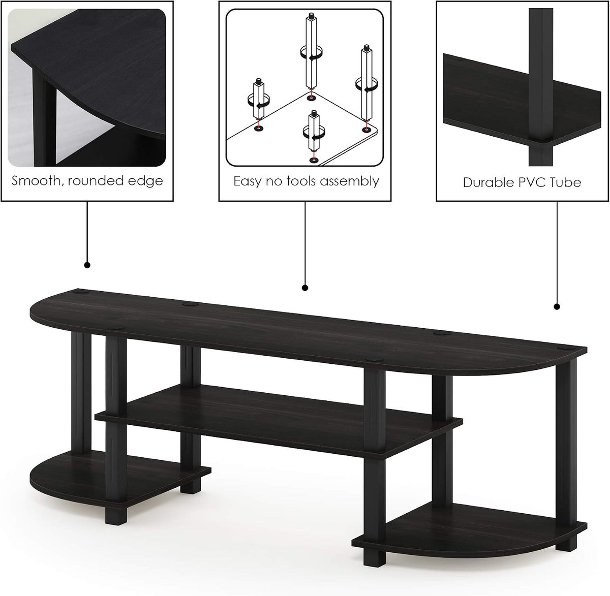 Turn-S-Tube Wide TV Entertainment Center, Espresso/Black
