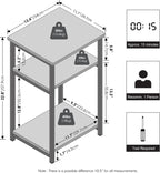 JUST 3-Tier Telephone Table, Metal Frame Modern Side Table with Open Shelf, Night Stand, Bedside Table, Easy Assembly, for Living Room, Bedroom, White