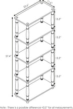 RATA 4-Tier Industrial Multipurpose Flat Base Bookshelf, Bookcase with Metal Frame, Columbia Walnut
