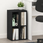Fulda Book Shelf Set of 2, 2-Tier Narrow Bookshelf, 6" W, Blackwood