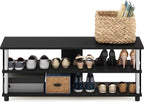 Turn-N-Tube Shoe Rack, 3-Tier Shoe Organizer, Compact Shoe Storage with Open Shelves and Stainless Steel Tubes, 15.5 x 41.1 x 15.8, for Closet Entryway, Office, Garage, Americano