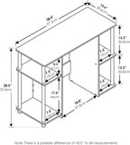 JAYA Desk, 38.4" Wide Gaming Desk, Computer Study Desk, Office Desk with Side Shelves, Open Storage, for Home Office, Bedroom, Dorm, Study Room, Espresso