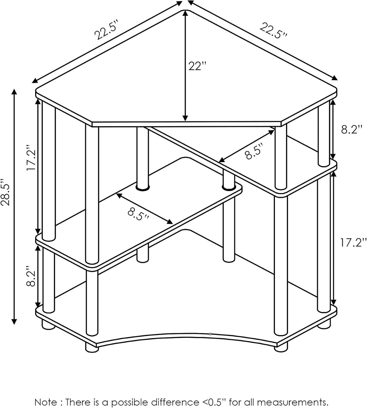 Turn-N-Tube Toolless Corner Baker Racks, Desk, Columbia Walnut