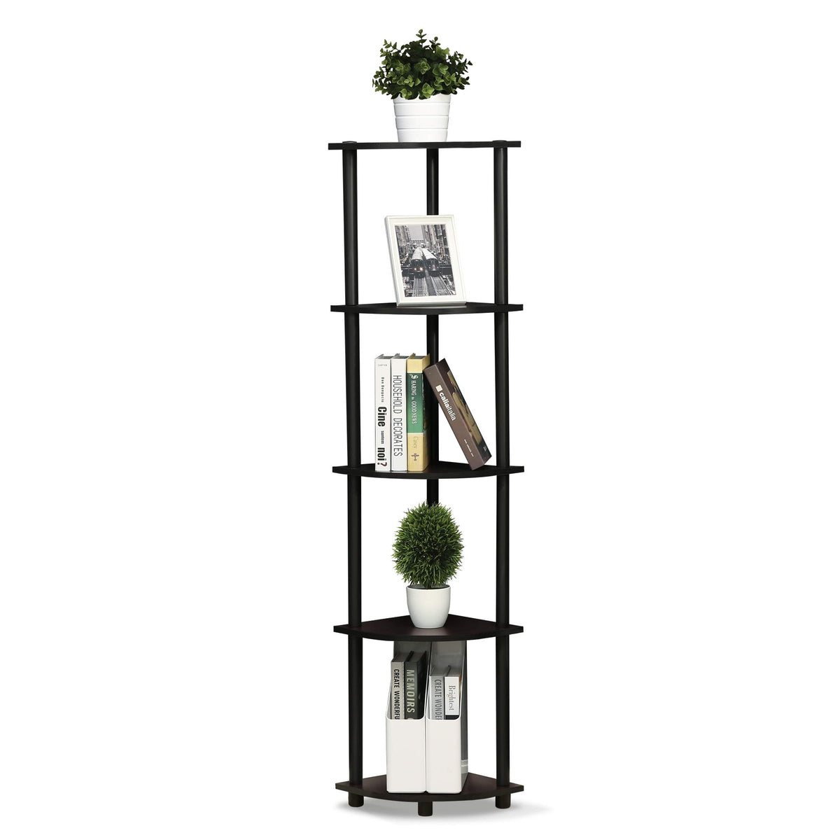 99152BE/WH/IV 3-Tier Go Green Multipurpose Storage Rack Shelving Unit Bookshelf Cabinet with 2 Bins, Beech Finish