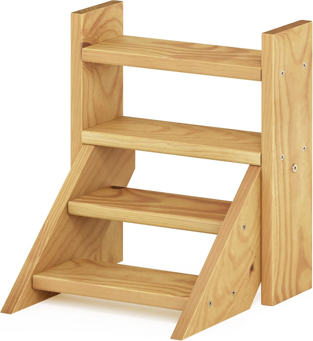 TIOMAN Plant Stand Indoor Outdoor, Tabletop Mini Ladder Planter Stand, Planter Shelf, Organizers, Indoor, Outdoor, Patio, Balcony, Garden, Pine Wood