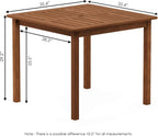 FG18006 Tioman Hardwood Patio Furniture Square Table with Umbrella Hole, Natural, 35.4"D x 35.4"W x 29.2"H