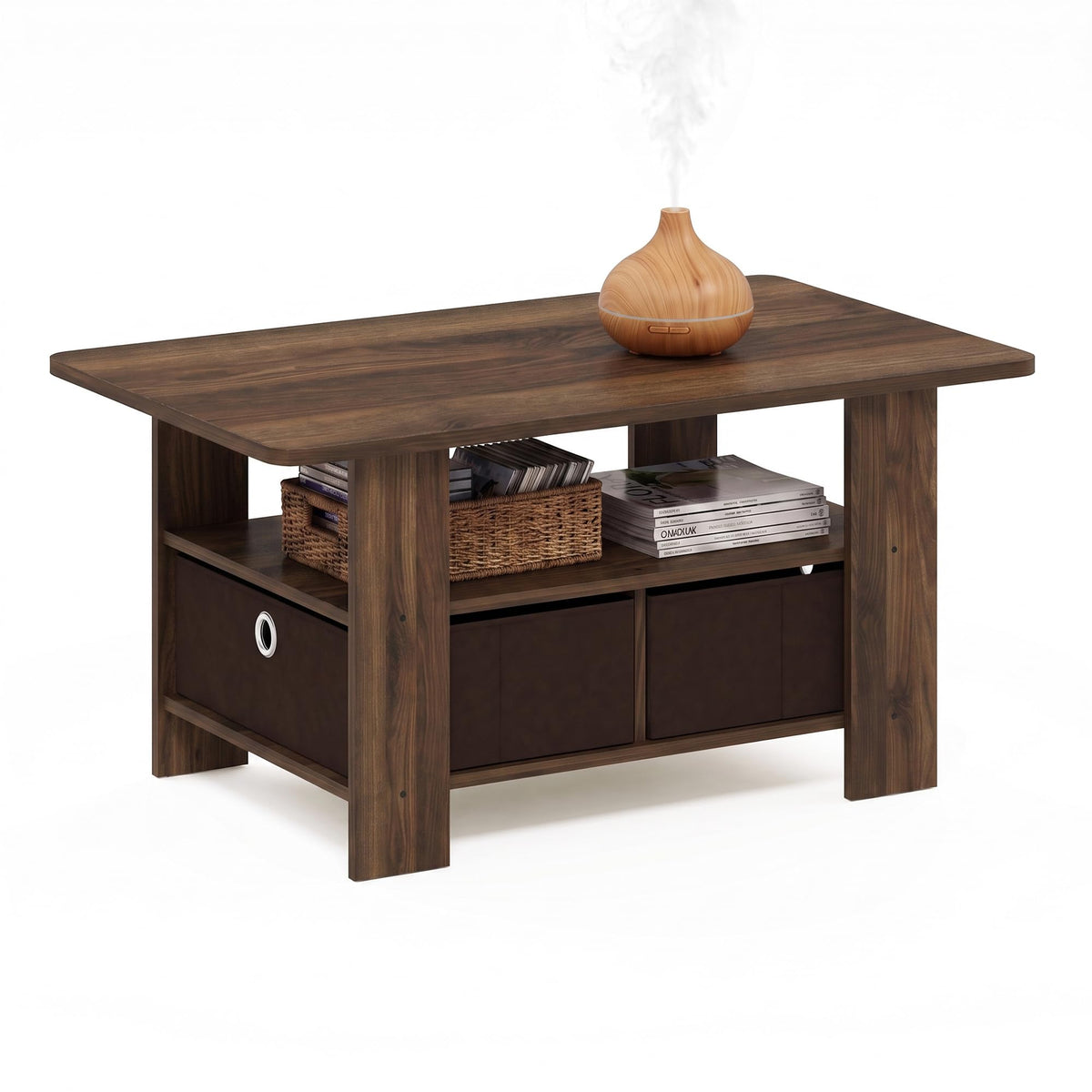 ANDREY Coffee Table, Small Modern Coffee Table with Storage and Bin Drawer, Side Table for Living Room, Bedroom, Home Office, Espresso