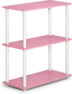 TURN-N-TUBE Storage Shelves, 3-Tier Book Shelf, Corner Shelf, Toolless Open Shelves, for Organization and Storage, Living Room, Garage, Home Office, Pink
