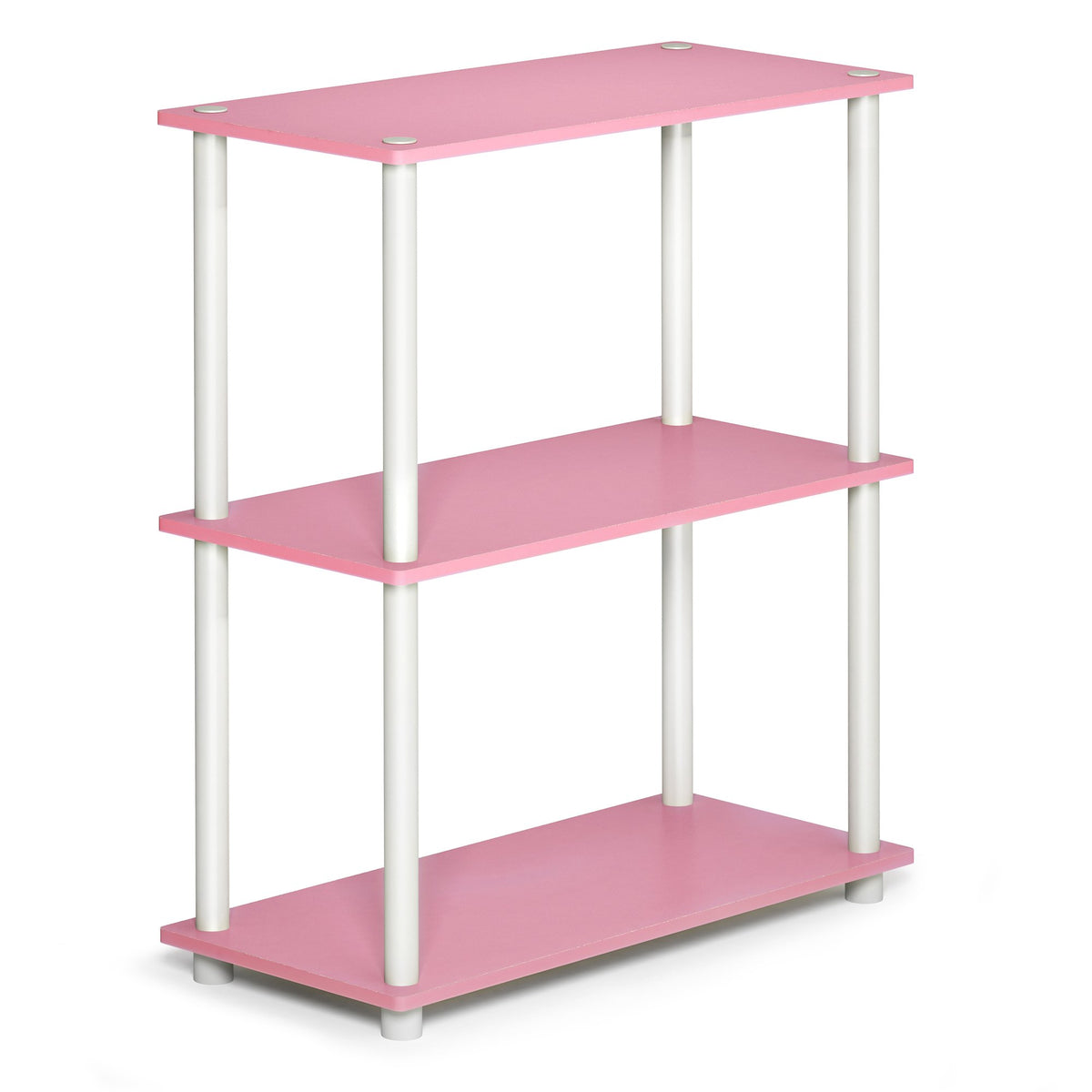 99152BE/WH/IV 3-Tier Go Green Multipurpose Storage Rack Shelving Unit Bookshelf Cabinet with 2 Bins, Beech Finish