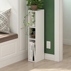 Fulda Book Shelf, 3-Tier Narrow Bookshelf, Bookcase with 6-in Width Storage Shelf, 9.3 x 5.9 x 31.5, for Living Room, Bedroom, Home Office, White