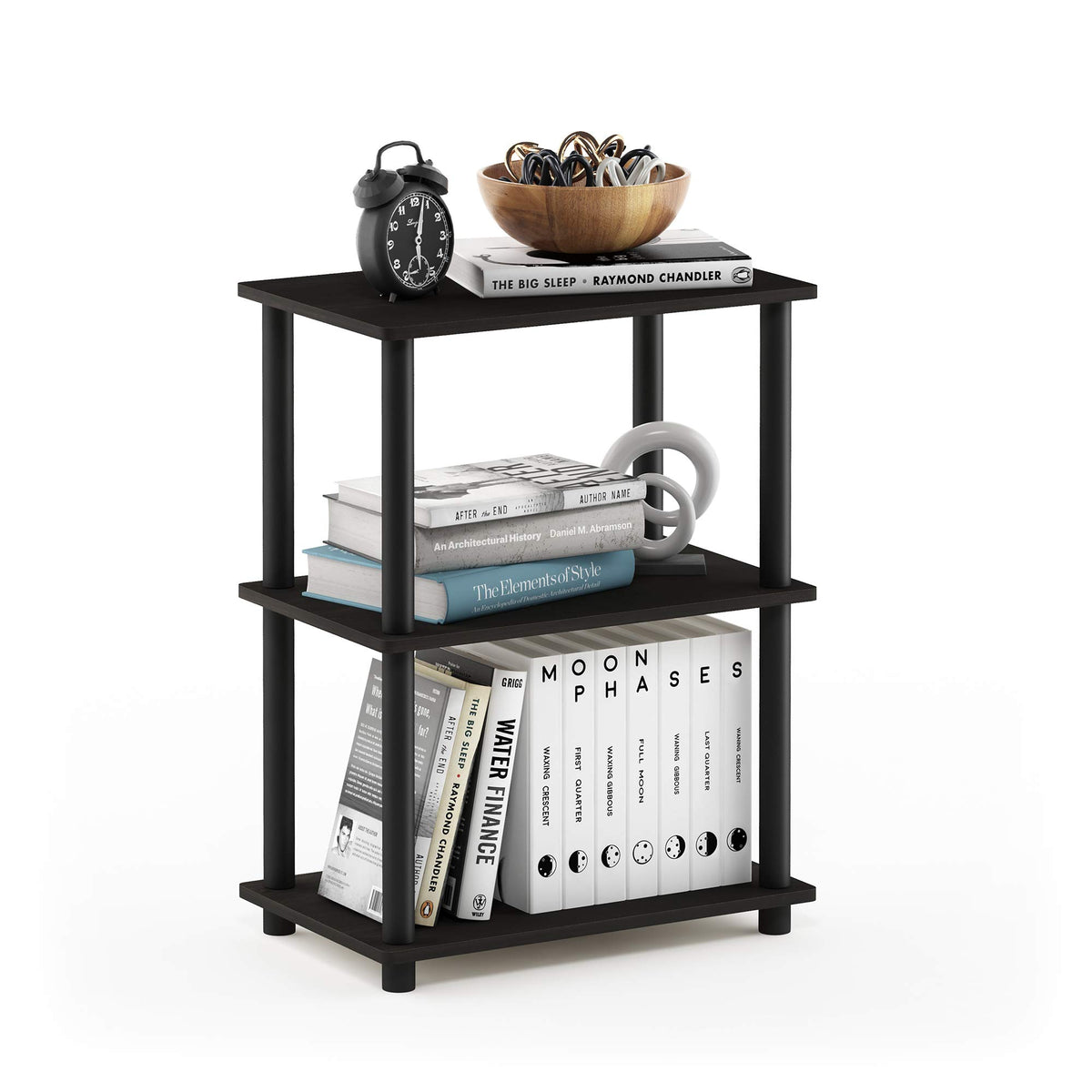 99152BE/WH/IV 3-Tier Go Green Multipurpose Storage Rack Shelving Unit Bookshelf Cabinet with 2 Bins, Beech Finish
