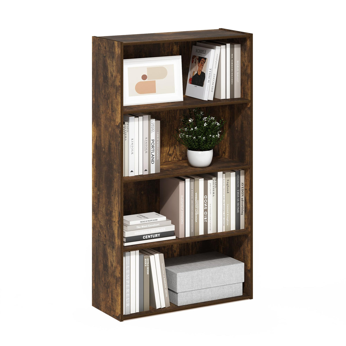 4-Tier Book Shelf, Open Shelves Bookshelf, Light Blue/White