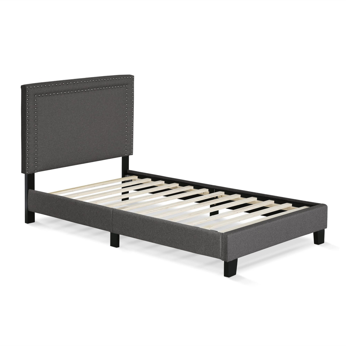 Laval Button Double Row Nail Head Bed Frame, Queen Size, Glacier