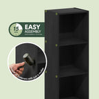 Pasir 3-Tier No Tool Assembly Open Shelf Bookcase, Blackwood