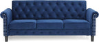 Bastia 3-Seater Loveseat Sofa, 79" Wide, Navy Velvet