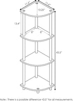 Turn-N-Tube Corner Shelf, 4-Tier Corner Bookshelf, Display Storage Shelves with Open Shelves, for Organization and Storage, Living Room, Home Office, Garage, Black
