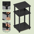 JUST Set of 2 Toolless Assembly 3-Tier Side Table, Dark Americano