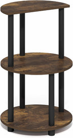 Turn-N-Tube Night Stand, 3-Tier Oval Nightstand, Half Round Top Panel Bedside Table, Side Table, End Table with Open Shelf, for Bedroom, Living Room, Amber Pine