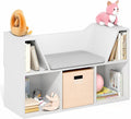 LOVA Book Shelf with Reading Nook, 5-Cube Bookshelf with 22.4" Wide Seat Cushion, Reading Nook, Organizers and Storage with Bench, for Bedroom, Living Room, White