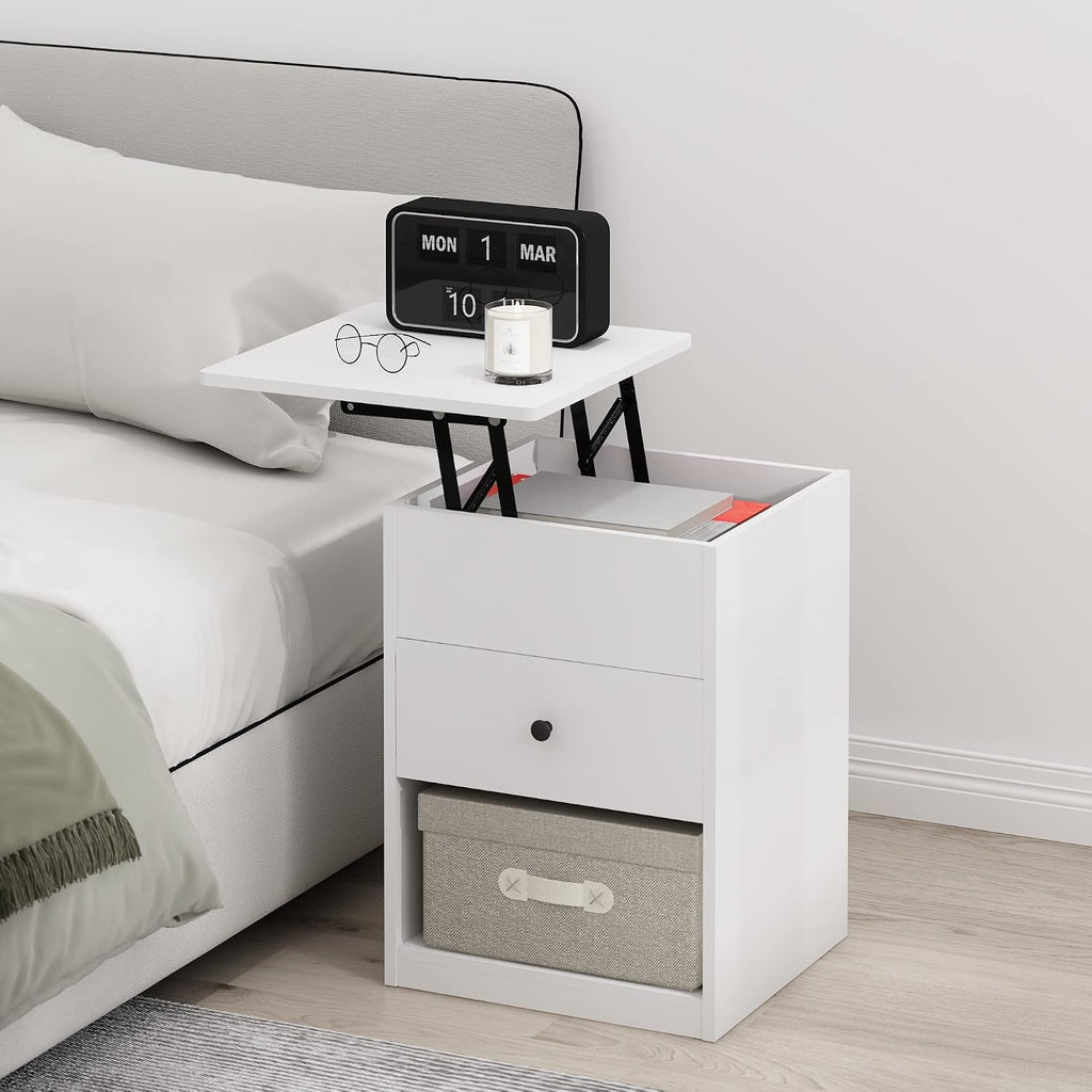 Jensen Lift Top Nightstand, Solid White