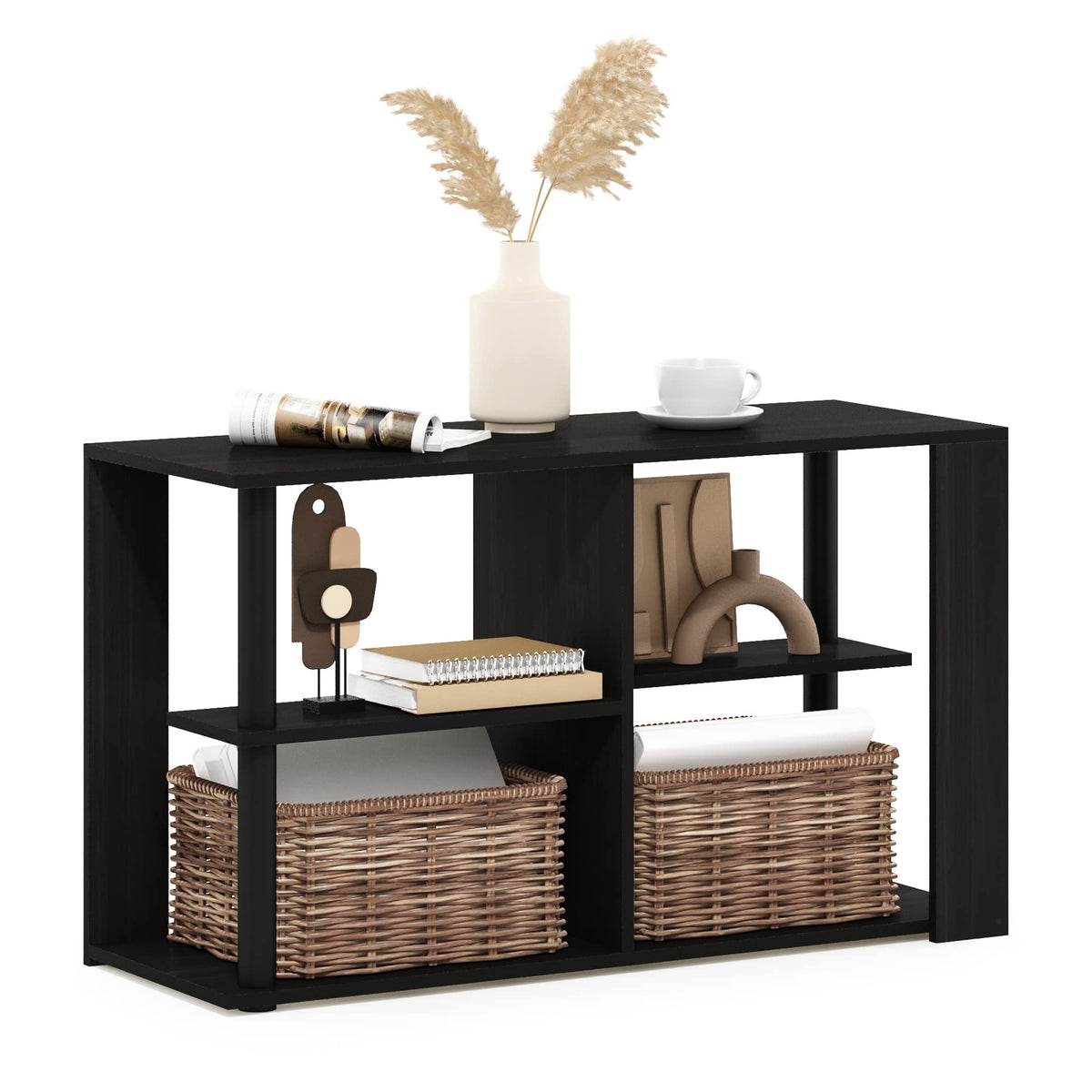 Basic 2-Tier Modern Coffee Table with Open Shelf, White