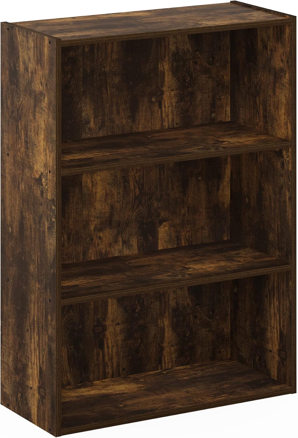 PASIR Book Shelf, 3-Tier Bookshelf, Storage Shelves Bookcase, 9.7 x 23.7 x 31.5, for Living Room, Bedroom, Home Office, Amber Pine