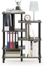 Turn-N-Tube Toolless Assembly 6-Tier Grey Book Shelf, Accent Display Shelf, Open Shelves, Round Tubes, for Organization and Storage, Living Room, Garage, Home Office, Grey Oak