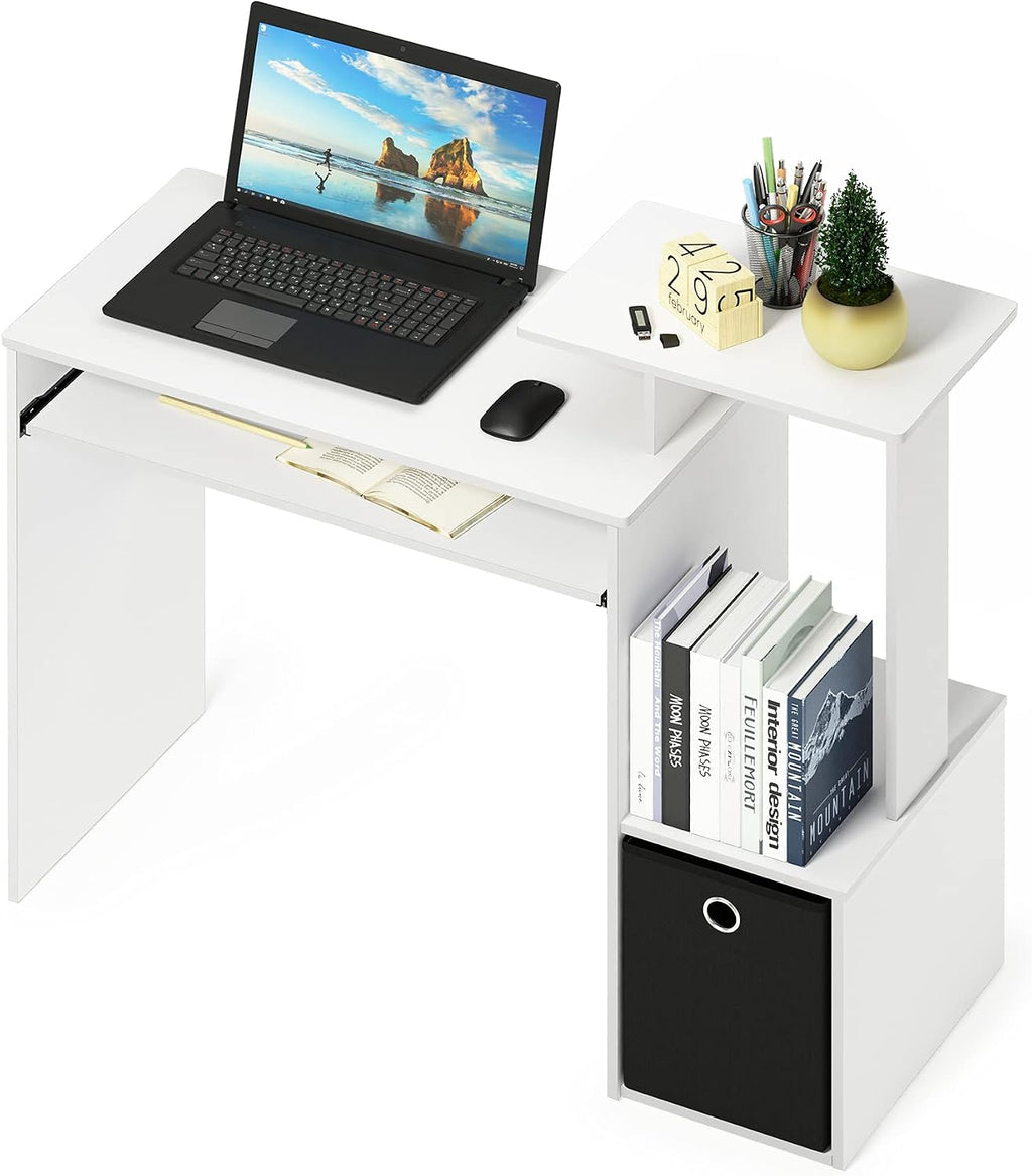 Econ Desk, 40-in Wide Gaming Desk with Keyboard Tray, Plain White