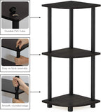 TURN-N-TUBE Corner Shelf, 3-Tier Corner Bookshelf, Display Storage Shelves with Open Shelves, for Organization and Storage, Living Room, Home Office, Garage, Espresso
