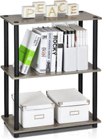 TURN-N-TUBE Storage Shelves, 3-Tier Book Shelf, Corner Shelf, Toolless Open Shelves, for Organization and Storage, Living Room, Garage, Home Office, French Oak