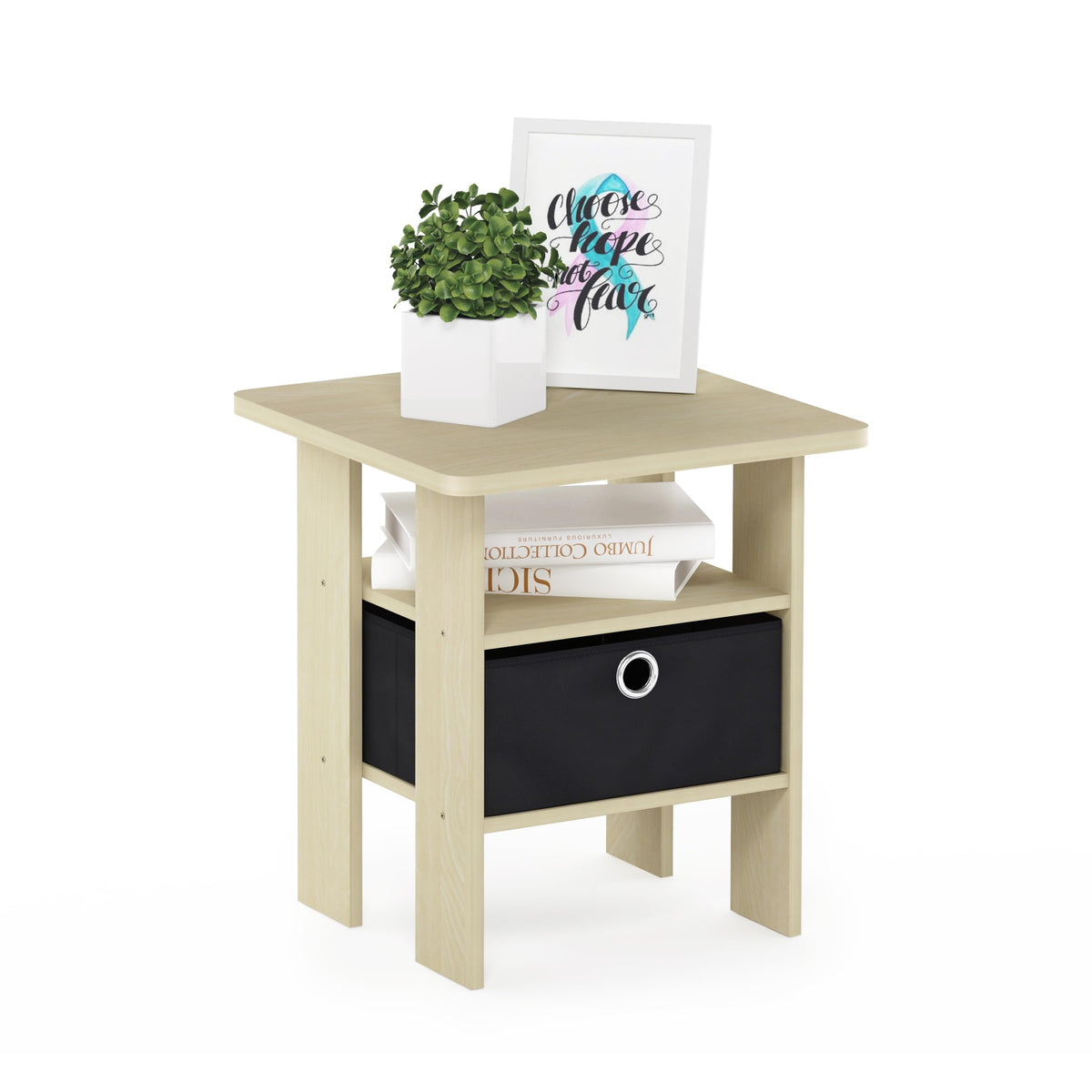 ANDREY Square Side Table, End Table, Night Stand, Dark Walnut