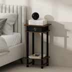 Turn-N-Tube Tall Nightstand with Bin, 1-Pack, Plastic Poles, Amber Pine/Black