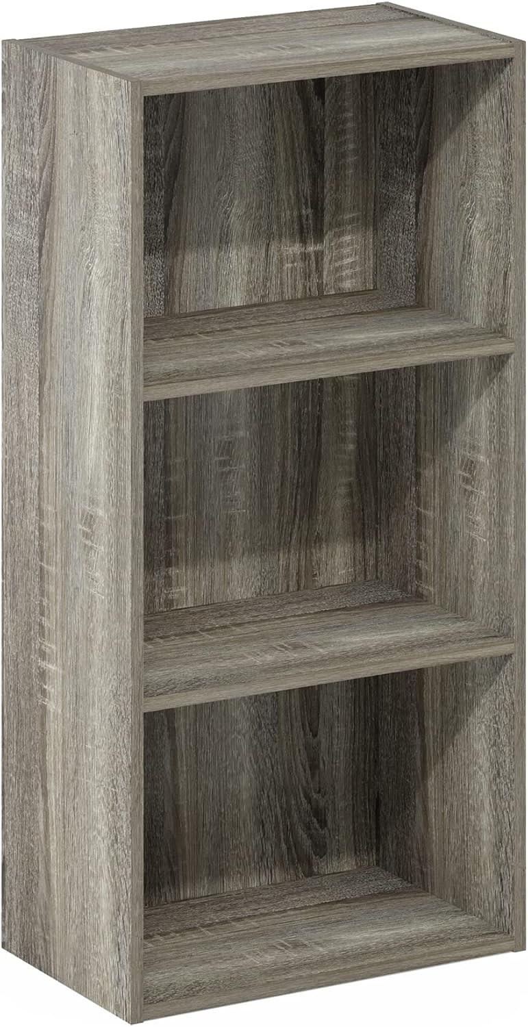 LUDER 3-Tier Book Shelf, Open Shelves Bookshelf, French Oak