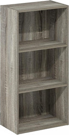 LUDER 3-Tier Book Shelf, Open Shelves Bookshelf, French Oak
