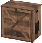 Peli Small Cat Litter Box Enclosure with Single Door, Rustic Brown