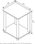 Turn-N-Tube Side Table, 2-Tier Modern Square End Table with Open Shelf, Toolless Night Stand, Bedside Table, for Living Room, Bedroom, White