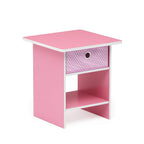 Dario Side Table with Bin Drawer, Pink End Table with Open Shelves, Night Stand, Bedside Table for Living Room, Bedroom, Home Office, for Living Room, Bedroom, Pink