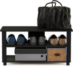 Turn-N-Tube Shoe Rack, 3-Tier Shoe Organizer, Shoe Storage with Compact Open Shelves, 15.5 x 31.5 x 15.7, for Closet Entryway, Office, Garage, Espresso/Black