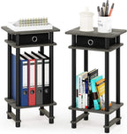 Turn-N-Tube Set of 2 Toolless 3-Tier Side Table, Grey Oak