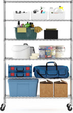 Wayar Metal Storage Shelf Rack, 6 Tiers, 48-Inch, Stainless Steel
