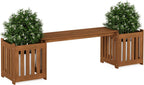 Outdoor Planter Box Set with Bench, Natural