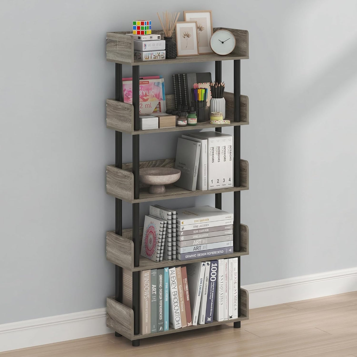 Turn-N-Tube Book Shelf, 5-Tier Bookshelf, Bookcases, French Oak