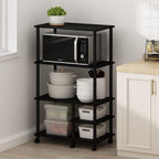 Turn-N-Tube 4-Tier Toolless Kitchen Storage Shelf Cart, Americano/Black